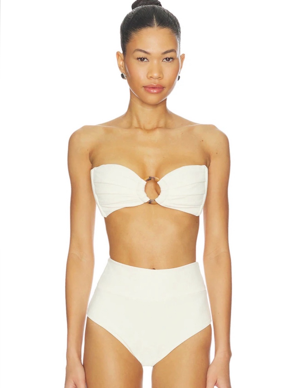 Montce size small Cream Ribbed High-Waist Bikini Set - Picture 1 of 5